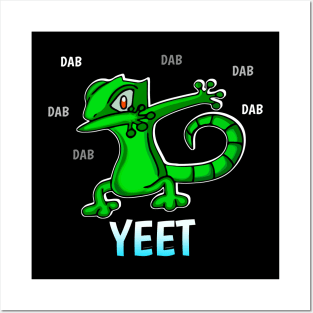 Yeet Dab - Dabbing Trendy Dance Emote Meme - Autumn Fall Kids Teens  - Gecko Lizard Posters and Art